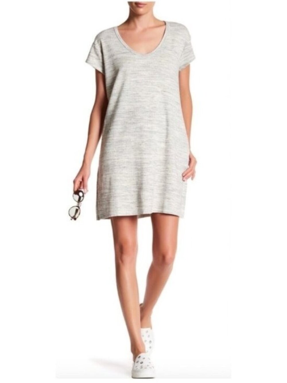 🛍 ATM Anthony Thomas Melillo French Terry Sweatshirt Dress in Stone Blast Gray
